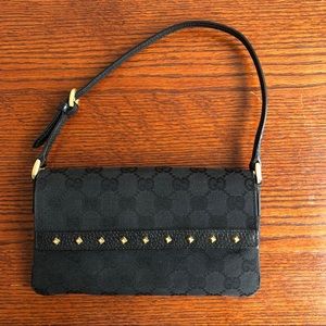 Vintage Gucci Black Studded Small Shoulder Bag